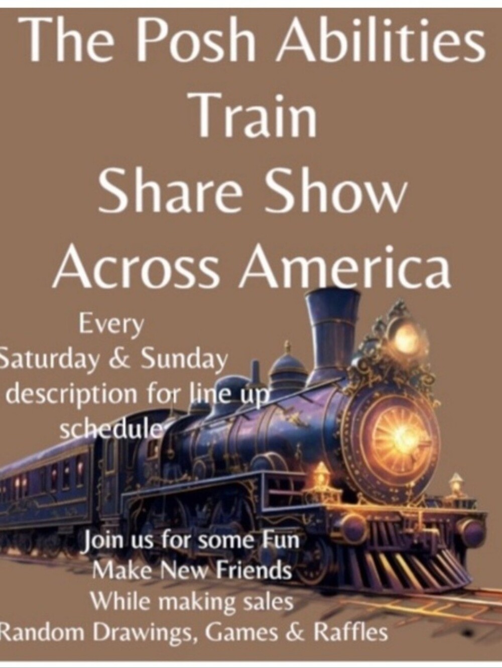 I Am Live On The Posh Abilities Train Share Show July 5th. Theme: Veterans's Day